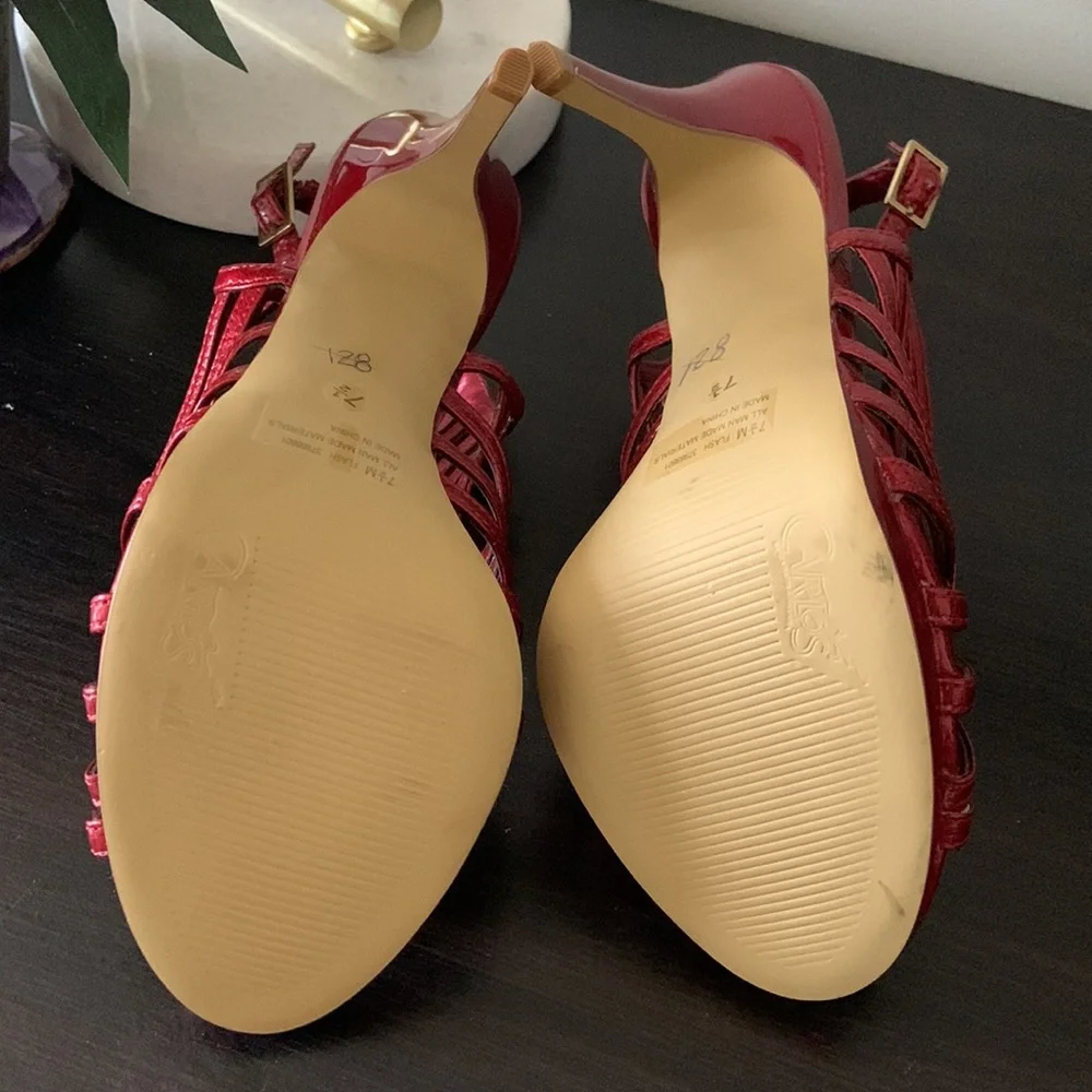 Carlos Red Strappy Heels - Picture 8 of 9